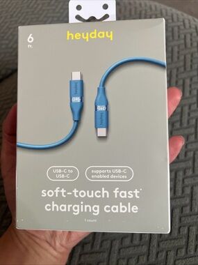 heyday Blue USB-C to USB-C Soft-Touch Fast Charging Cable - 6 ft